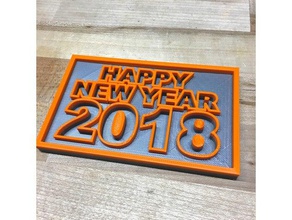 happy new year 2018 plaque signs & logos holiday decoration ornaments sign 3d print model - Mito3D