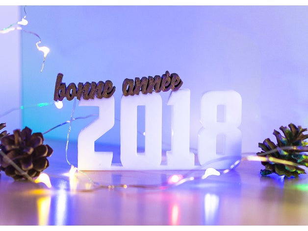 bonne ann e 2018 - happy new year decor diy french 3D print model - Mito3D
