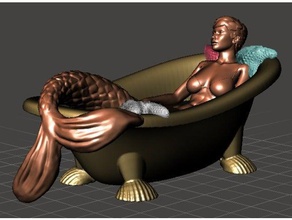 sereia banheira a arte o banho feminino fin senhora sexy shell estrela-do-mar mulher 3d print model - Mito3D