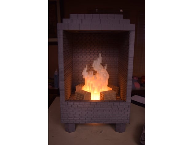 minecraft 8-bit led fireplace props 8bit decor decoration design fire flame lamp leds light prop video game games 3D print model - Mito3D