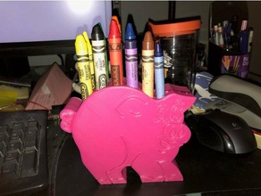 piggy pastello titolare strumenti di disegno crayon maiale rosa 3d print model - Mito3D