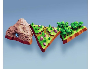 low poly fantasy world - base tiles games boardgame game landscape lowpoly medieval terrain 3d print model - Mito3D