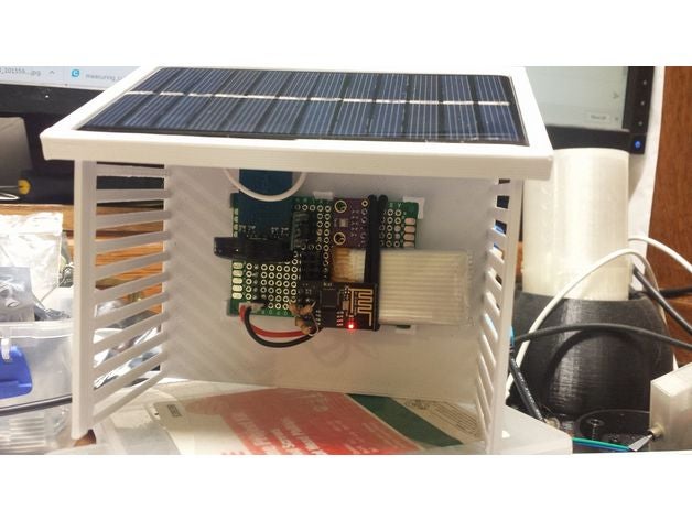 solar weather station electronics barometer esp8266 humidity lipo powered 3D print model - Mito3D