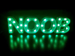 noob led sign decor created freecad decoration gamer gamers light 3d print model - Mito3D