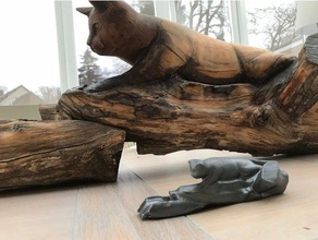 gerthe esculpido gato A impressão 3d cat escultura de madeira 3d print model - Mito3D