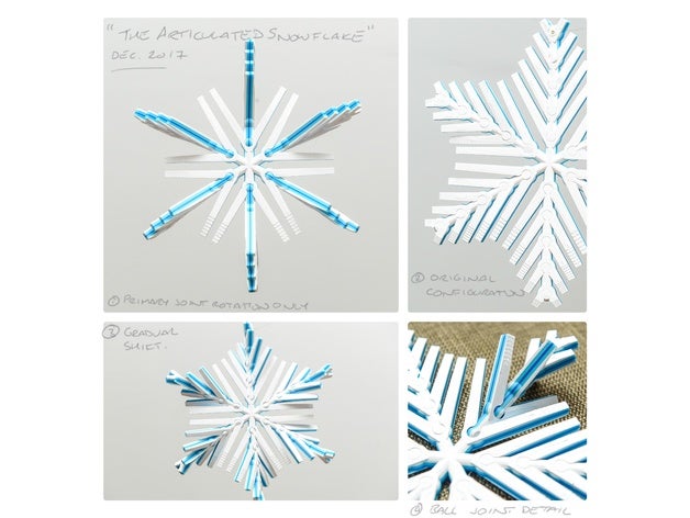 articulé flocon de neige les mathématiques l'art douille à bille joint rotule blockscadsnowflake art mathématique 3D print model - Mito3D