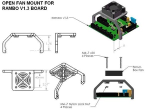 open fan mount rambo v13 board electronics mostly printed cnc 3d print model - Mito3D