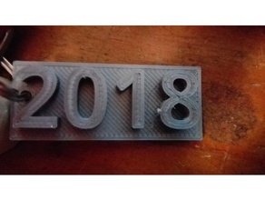 2018 keychain keychains keyring themed new year cool text 18 pla prusa i3 mk2 mk2s mk3 silvester 3d print model - Mito3D