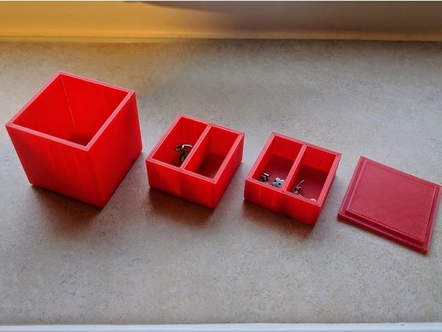 contenitore di monili due intarsi gioielli intarsio casella 3D print model - Mito3D
