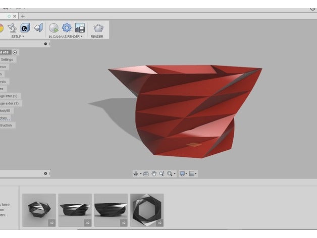 vase courbe facettes de la mode autodesk fusion 360 décor décoration fleurs fusion360 maison spirale 3D print model - Mito3D