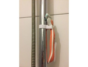 personalizável navalha duche clipe casa de banho acessórios do banheiro a grampo titular suporte chuveiro com haste bandeja 3d print model - Mito3D