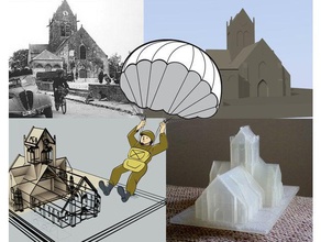 d-day sainte-mere-eglise bâtiments et structures de l'architecture l'église france la normandie seconde guerre mondiale 3d print model - Mito3D