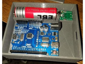 arduino uno case plus battery buck boost electronics 18650 3d print model - Mito3D