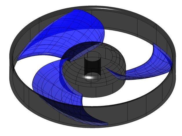 mantelpropeller les conduits d'évacuation du ventilateur pièces de l'air la circulation le refroidissement l'ingénierie fan dynamique des fluides l'hélice rotation 3D print model - Mito3D
