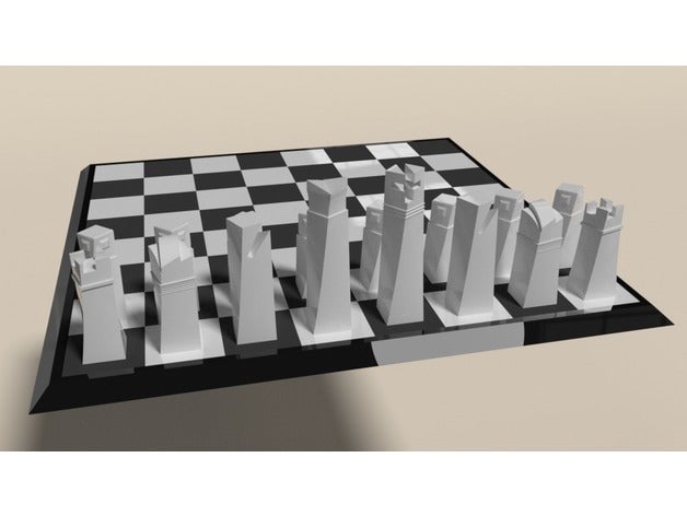 modern chess set board 3D print model - Mito3D