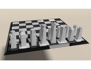 moderno set di scacchi consiglio scacchiera moderna 3d print model - Mito3D