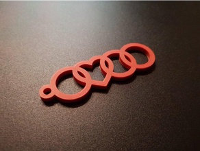 audi cuore portachiavi v2 i anelli keychain 3d print model - Mito3D