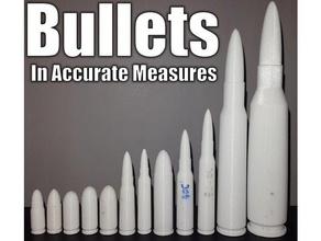 las balas de medidas exactas 30-06 308 winchester 338 lapua 556 50 bmg 762 9x19mm bala la munición mauser 3d print model - Mito3D