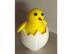 chick egg poussin dans l'oeuf animals 3d print model - Mito3D