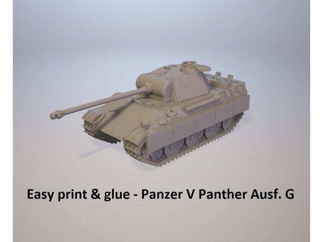 kolay baskı ve tutkal - panzer v panther ausfg araç 3D print model - Mito3D