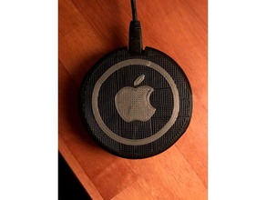 small qi charger apple logo mobile phone iphone 3d print model - Mito3D
