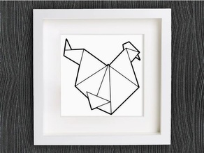 customizable origami chicken animals 2d art animal bird bracelet customized customizer decor decoration decorations decorative earring geometric geometrical home huhn jewelry lowpoly low poly necklace openscad pendant ring wall 3d print model - Mito3D