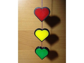 hearts rear-view mirror traffic lights style keychains heart keyring rearview light 3d print model - Mito3D