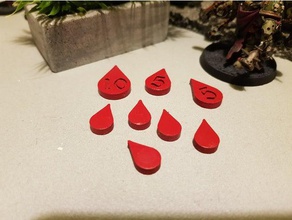 gioco da tavolo - goccia di sangue ferite sanguinanti gettoni giochi 40k token in miniatura miniature 28mm rpg wargame warhammer warhammer40k 40000 3d print model - Mito3D