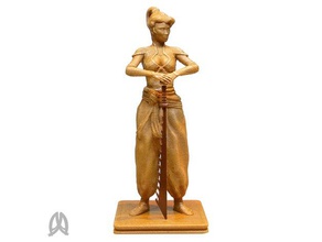 samurai woman people wood filament 3d print model - Mito3D