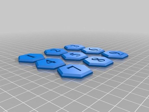 les nombres hexadécimaux d&d jeux de rôle accessoires jeu le mdn tuiles donjons dragons hex hexagone numéros 3d print model - Mito3D