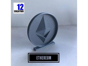 etereum moneda eth crypto de pie monedas & insignias la cryptocurrency 3d print model - Mito3D