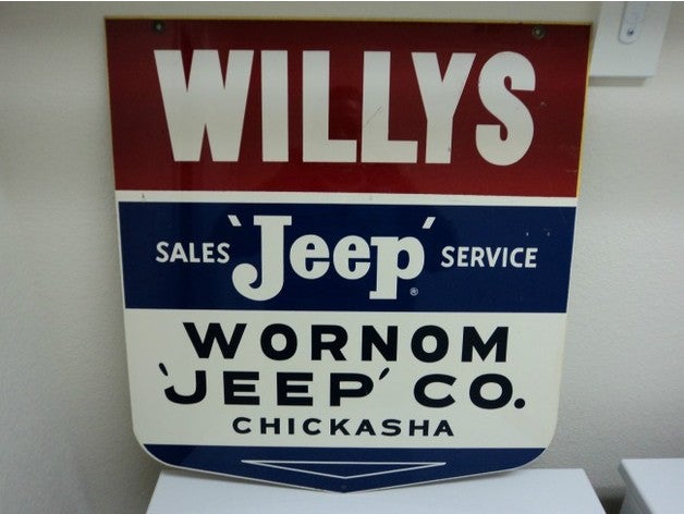 vintage willys jeep sign automotive american made antique auto automobile car collectable collector old sales truck wornom 3D print model - Mito3D