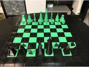 geometric chess set pieces 3d print model - Mito3D