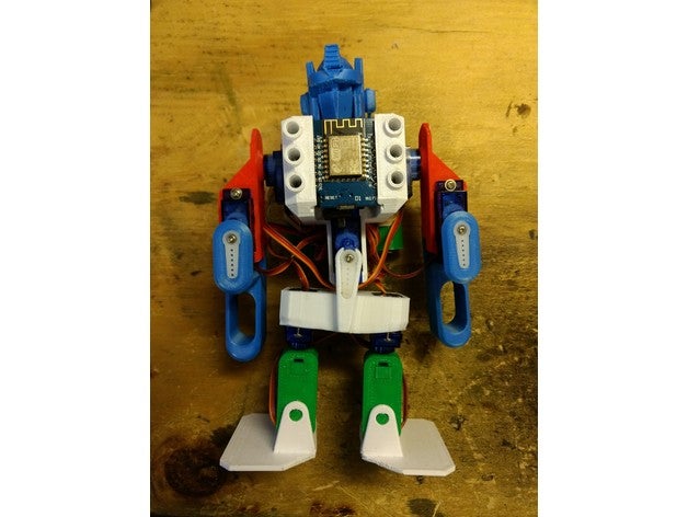remote control biped walker robotics 9g servo android arduino bipedal esp8266 micro controlled robot motor walk walking wemos d1 mini 3D print model - Mito3D