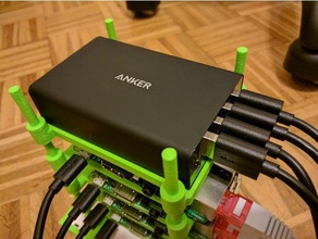 raspberry pi stack mount anker powerport 5 usb charger computer powerport5 stackable 3d print model - Mito3D