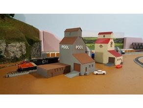 grain elevators n-scale buildings & structures model railroad 3d print model - Mito3D