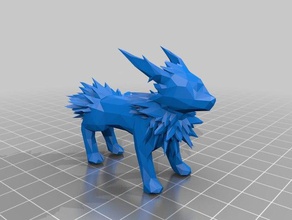 complicado low poly jolteon - pokemon criaturas figura 3d print model - Mito3D
