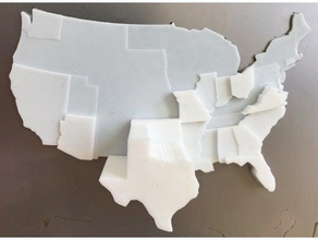 Amerika Birleşik Devletleri öğrenme 3d harita veri görselleştirme yürütme göster istatistikler ABD 3d print model - Mito3D