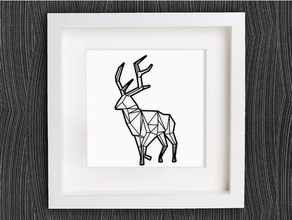 customizable origami deer no 2 animals 2d art animal bracelet customized customizer decor decoration decorations decorative earring geometric geometrical hirsch home jewelry lowpoly low poly necklace openscad pendant ring wall 3d print model - Mito3D