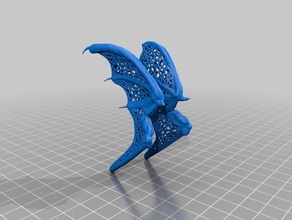 dragão morcego demônio de asas voronoi esculturas 3d print model - Mito3D