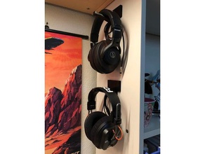 wall mount headphone holder audio audiophile home 3d print model - Mito3D