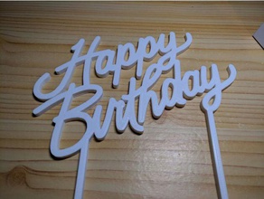 happy birthday cake decoration art 3d print model - Mito3D
