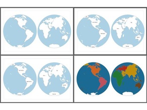 montessori hemisferic continent de la carte du monde lasercut l'apprentissage 3d print model - Mito3D
