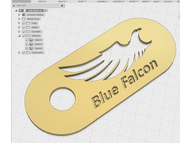 blue falcon de la plantilla etiqueta Arte en 2d galería símbolos 3D print model - Mito3D