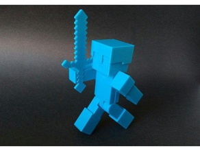 minecraft steve-alex armadura brinquedos & games figuras de ação a figura steve espada brinquedo 3d print model - Mito3D
