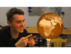 spherical lithophane - world map art beardless millenial 3d print model - Mito3D