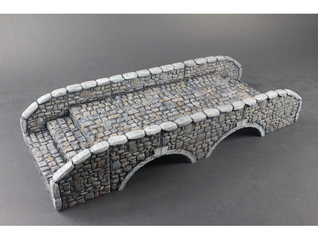 openlock stone bridge set 2 toy & game accessories dnd tiles dungeon frostgrave miniatures openforge pathfinder rpg tabletop terrain tile 3D print model - Mito3D