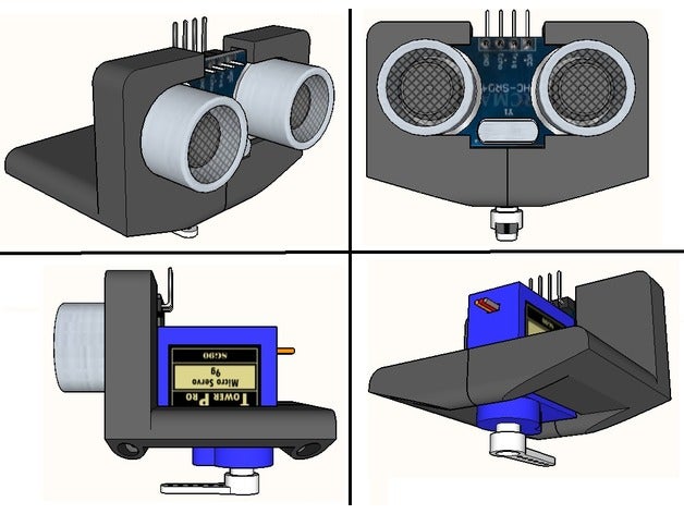 sensor de ultrasonidos arduino microservo monte diy 3D print model - Mito3D