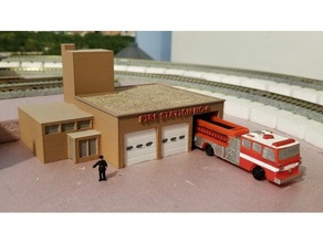 fire station no 4 set buildings & structures model railroad n-scale 3d print model - Mito3D