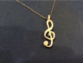 treble clef music necklace charm jewelry booglejr musical sheet 3d print model - Mito3D